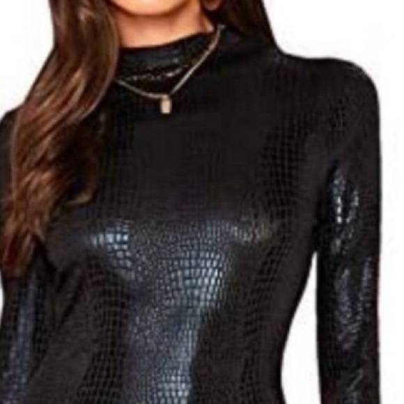 🎉LAST ONE Classy Sexy Black Faux Leather Snakeprint Dress - Picture 8 of 10